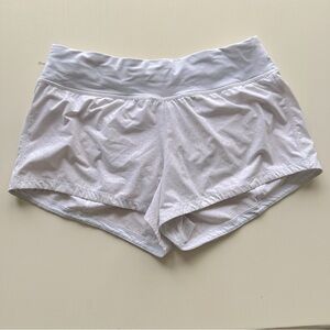 Lululemon White Lined Running Shorts